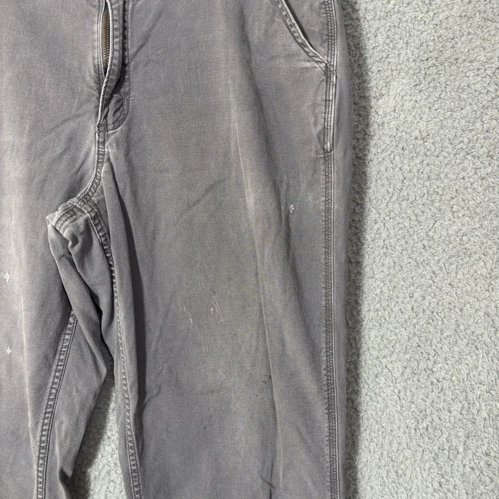 Carhartt Mens Gray Canvas Work Pants Utility Pocket Straight Leg 38x34